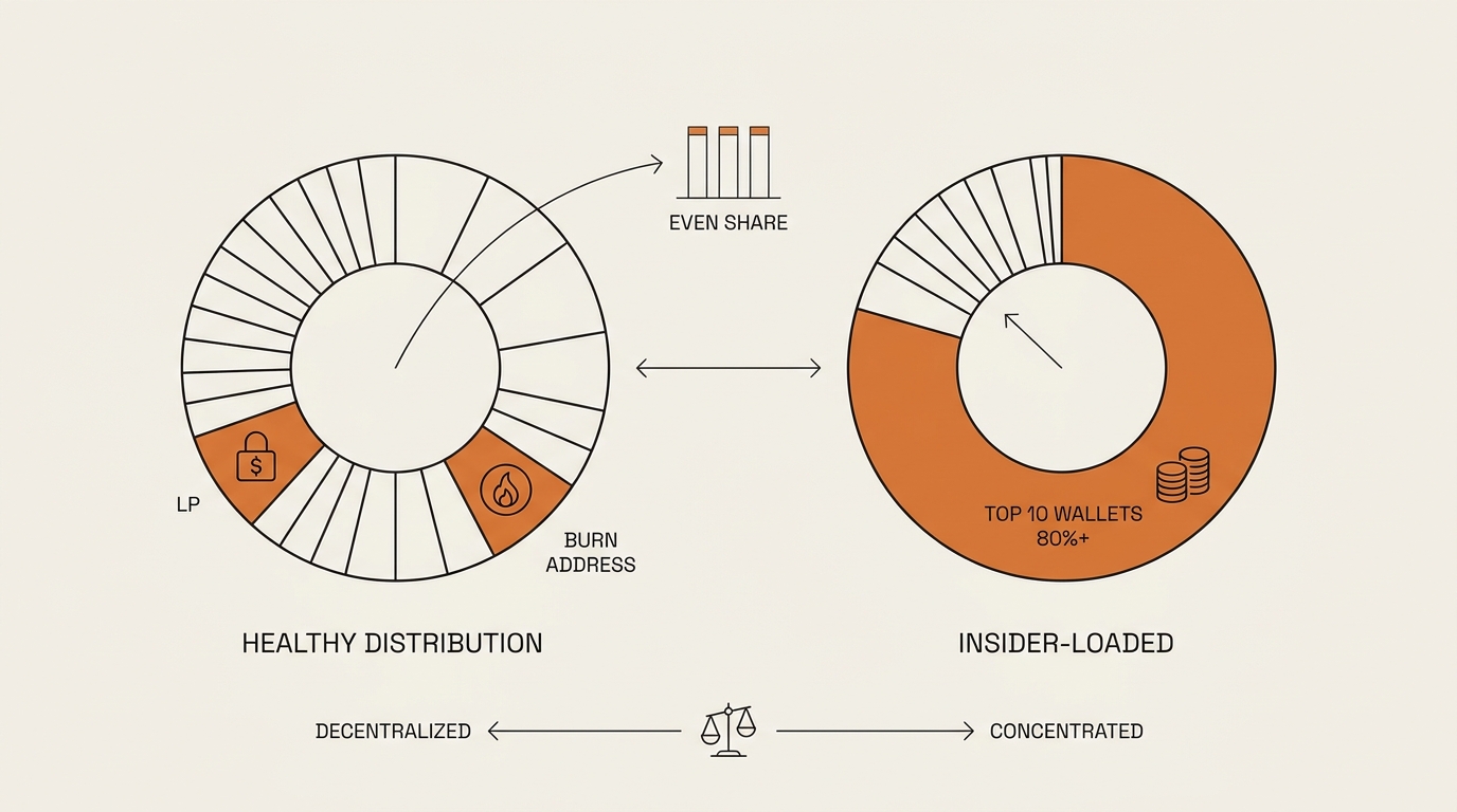 Holder concentration comparison diagram — two donut charts side by side; left labeled
